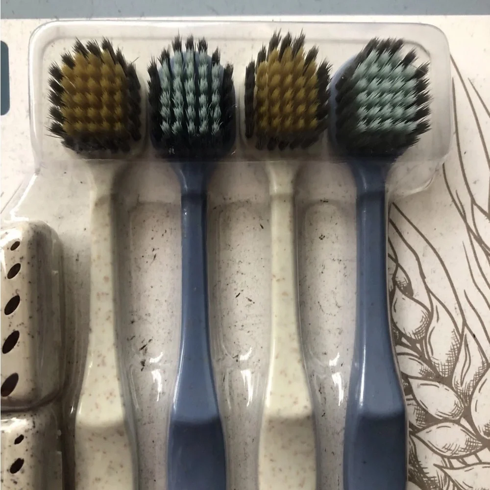 My Beauty Spot Wheat Straw Toothbrushes 4 Pack Eco Friendly BPA Free w/ Hygiene